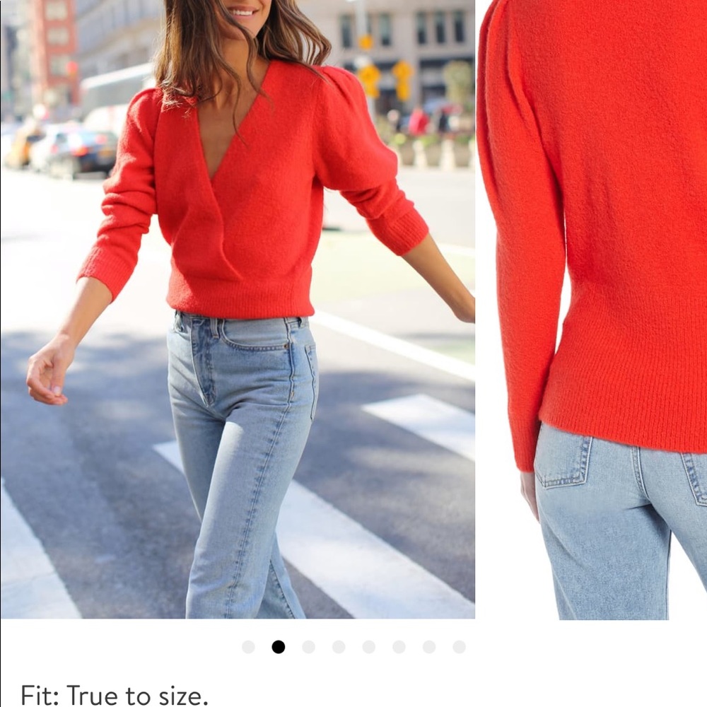 Something Navy Faux Wrap Sweater